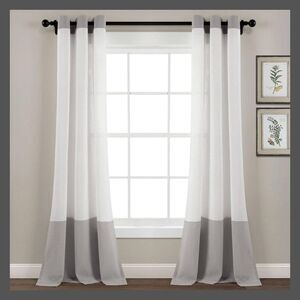 Lush Décor 84"x40" Faux Linen Colorblock Window Curtain Panel - Gray